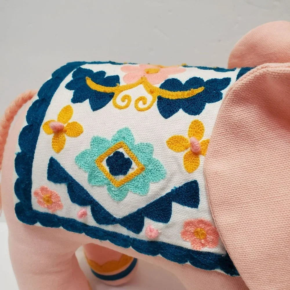 Pillowfort Pink Elephant Throw Pillow, Embroidered Plush Animal, Gently Used